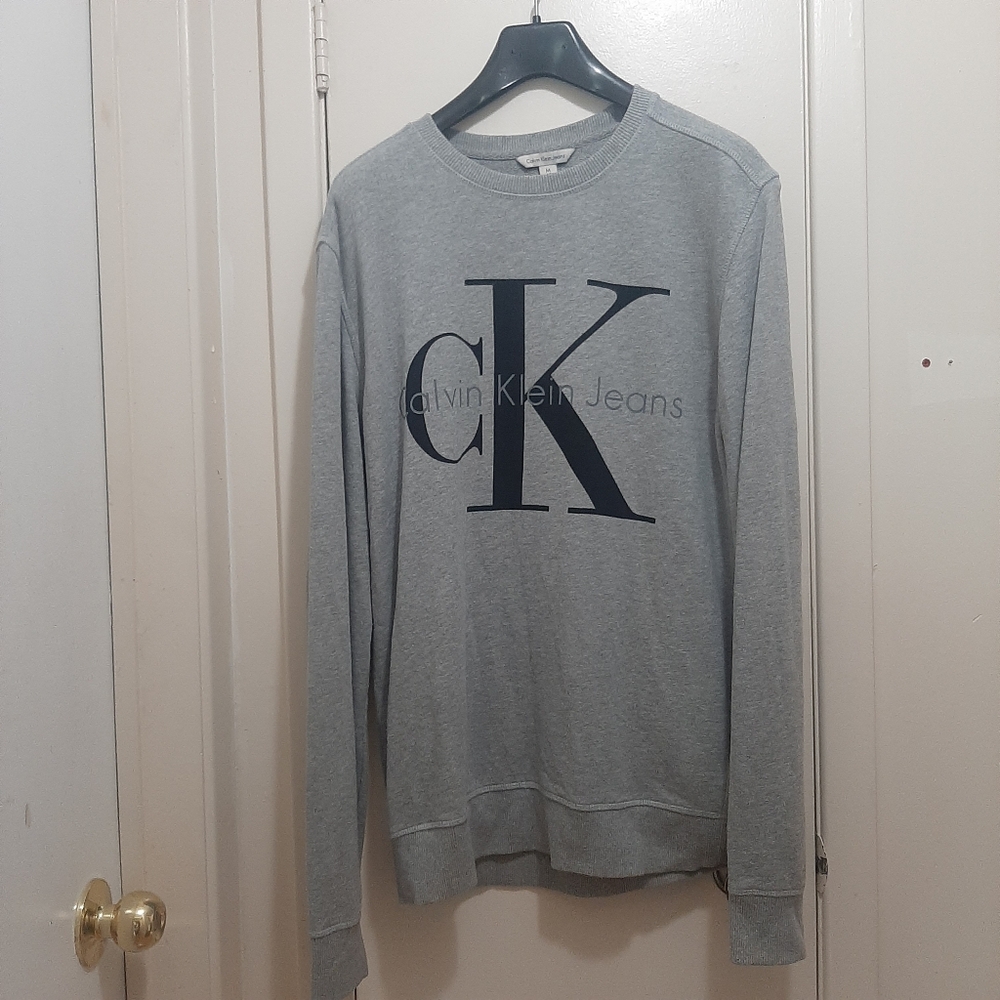 Calvin Klein Jeans Monologo Fleece Light Gray Crewneck Sweatshirt